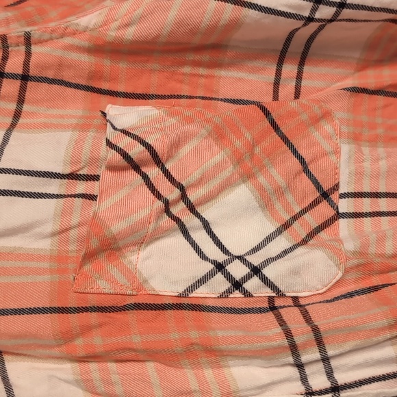 Natural Reflections Peach Grey Plaid Long Sleeve Button Up Size Extra Large - Picture 3 of 6